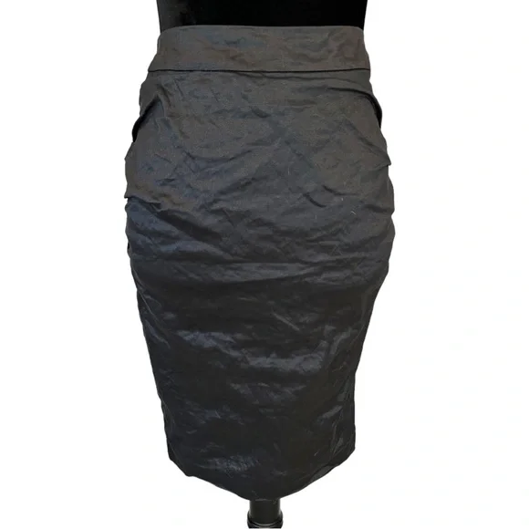 BCBGMAXAZRIA Metallic Gunmetal Ruched Skirt Size 2 - Picture 3 of 10